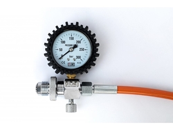JTLine overflow hose 0.5m, DIN - DIN, 200 bar, with manometer