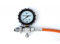 JTLine overflow hose 0.5m, DIN - DIN, 300 bar, with manometer